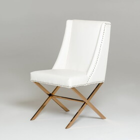 Modrest Alexia White & Rosegold Dining Chair B04961433