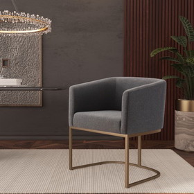 Modrest Yukon Modern Grey Fabric & Antique Brass Dining Chair B04961435