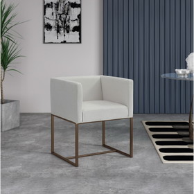 Modrest Marty Modern Off-White & Copper Antique Brass Dining Chair B04961446