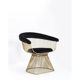 Modrest Chandler Black Velvet & Gold Dining Chair B04961470