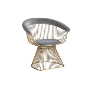 Modrest Chandler Modern Grey Velvet & Gold Dining Chair B04961471
