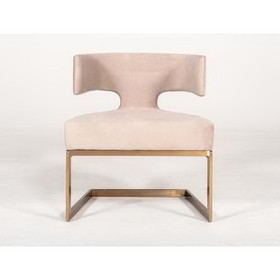 Modrest Calvo Modern Off-White Velvet & Brass Dining Chair B04961497