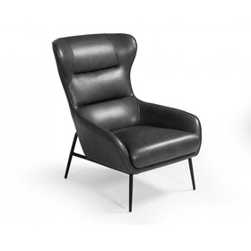 Divani Casa Susan Modern Dark Grey Leatherette Lounge Chair B04961502
