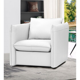 Divani Casa Tamworth Modern White Leather Swivel Lounge Chair B04961512
