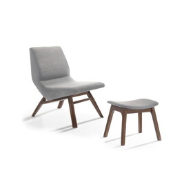 Modrest Whitney Modern Grey & Walnut Accent Chair & Ottoman B04961519