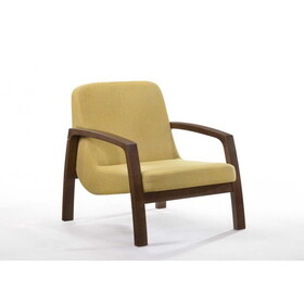 Modrest Bronson Mid-century Modern Yellow and Walnut Accent Chair B04961523