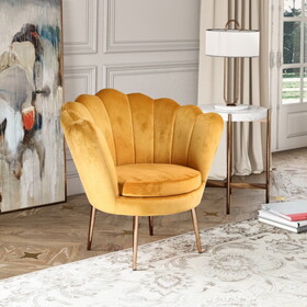 Modrest Balina Transitional Yellow & Gold Accent Chair B04961549