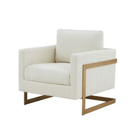 Modrest Prince Contemporary Cream & Gold Fabric Accent Chair B04961579