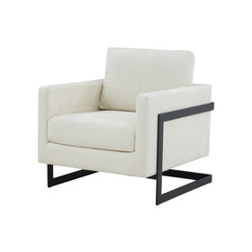 Modrest Prince Contemporary Cream & Black Fabric Accent Chair B04961581