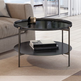 Modrest Randal Modern Round Black Metal Coffee Table B04961848