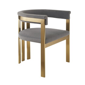 Modrest Pontiac Modern Grey Velvet & Champagne Gold Dining Chair B049P179339