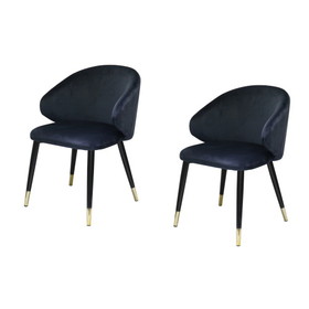 Modrest Elon Modern Blue Velvet Dining Chair (Set of 2) B049S00006