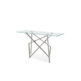 Modrest Hawkins Modern Glass & Stainless Steel Console Table B049S00017