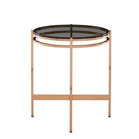 Modrest Bradford - Modern Smoked Glass & Rosegold Small End Table B049S00045
