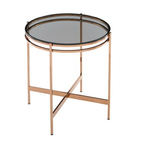 Modrest Bradford - Modern Smoked Glass & Rosegold End Table B049S00046