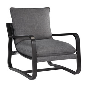 Blaire Sling Chair Upholstered in Charcoal Fabric with Metal Frame