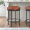 Michael Caramel Faux Leather and Metal Backless Counter Height Stool B050126339