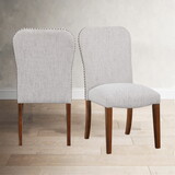 Sophia Sea Oat Dining Chair in Performance Fabric with Nail Heads - Set of 2 B05078712