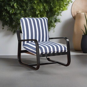 Asa Outdoor Sling Chair Upholstered in Blue and White Stripe Fabric B050P229981