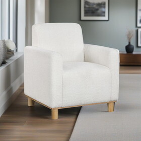 Mason White Boucle Fabric Arm Chair B050P229984