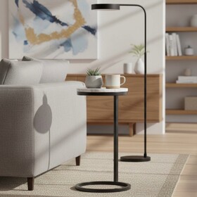 Cerro Round Metal Accent Table with Marble Top B050P364434