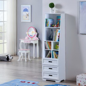 Kids Funnel White Bookcase Book Shelf Storage Unit with Book Display/Organizer Drawers - Classic White Color B05367943