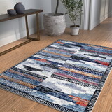 Larkin Black and White Polyester Area Rug 5x8