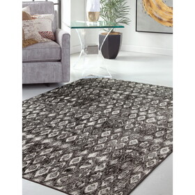 Mabel Charcoal, Grey, and Ivory Area Rug 5x8 B05569612