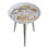20 inch Artisanal Industrial Round Tray Top Iron Side End Table, Tripod Base, Distressed White, Gold B056131794
