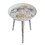 20 inch Artisanal Industrial Round Tray Top Iron Side End Table, Tripod Base, Distressed White, Gold B056131794