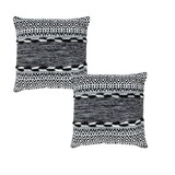 18 x 18 Jacquard Square Decorative Cotton Accent Throw Pillow with Soft Boho Tribal Pattern, Set of 2, Black, White B056131825