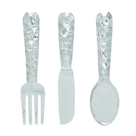 Artistic Cutlery Wall Decor in Metal, Set of Three, Silver B05671045