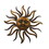 35 inch Round Wall Mounted Sun Face Accent Decor, Carved Rustic Gold and Black Metal B05671059