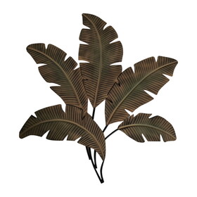 35 inch Tropical Metal Palm Leaf Wall Mount Accent Decor, Brushed Green, Antique Yellow, Black B05671060