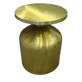 24 inch Metal Frame End Table with Round Top and Bottle Shape Base, Gold B05671150