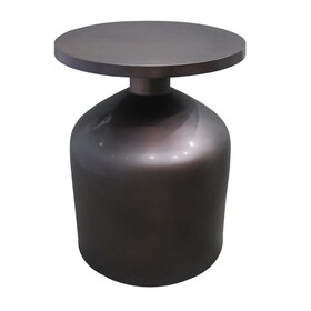 24 inch Metal Frame End Table with Round Top and Bottle Shape Base, Garnet Red B05671151