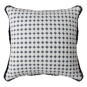 18 x 18 Handcrafted Square Cotton Accent Throw Pillow, Woven, Dotted Tile Design, White, Gray B05671180