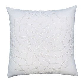 Hugo 20 x 20 Square Accent Throw Pillow, Embroidered Geometric Abstract Pattern, with Filler, White B05671193