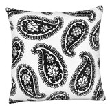20 x 20 Square Accent Throw Pillow, Paisley Print, with Filler, Black, White B05671195