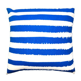 20 x 20 Modern Square Cotton Accent Throw Pillow, Screen Printed Stripes Pattern, Blue, White B05671197