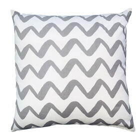20 x 20 Modern Square Cotton Accent Throw Pillow, Simple Chevron Pattern, Gray, White B05671198