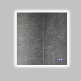 36 x 36 inch Frameless LED Illuminated Bathroom Wall Mirror, Touch Button Defogger, Square, Silver B05671212
