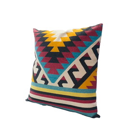 24 x 24 Square Cotton Accent Throw Pillow, Geometric Aztec Tribal Pattern, Multicolor B05671222
