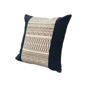 18 x 18 Square Cotton Accent Throw Pillow, Aztec Inspired Linework Pattern, Off White, Black B05671223