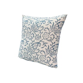 18 x 18 Square Accent Pillow, Paisley Floral Pattern, Soft Cotton Cover, Soft Polyester Filling, Blue, White B05671228