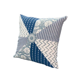18 x 18 Square Accent Pillow, Geometric Pattern, Soft Cotton Cover, Polyester Filler, Blue, White B05671229