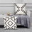 17 x 17 inch 2 Piece Square Cotton Accent Throw Pillow Set with Modern Geometric Aztec Design Embroidery, White, Gray B05671251