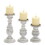 Turned Design Wooden Candle Holder with Distressed Details, Set of 3, White B05671770