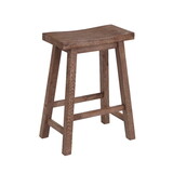 Wooden Frame Saddle Seat Counter Height Stool with Angled Legs, Brown B05671780