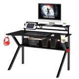PVC Coated Ergonomic Metal Frame Gaming Desk with K Shape Legs, Black B05671833